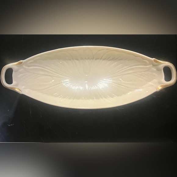 LENOX Relish Dish “Monaco” Collection Ivory Porcelain Oval 24k Gold Trim U.S.A. - Picture 1 of 11